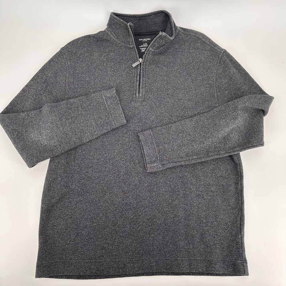 Van Heusen Sweater Mens Large 1/4 Zip Pull‎ Over Shirt